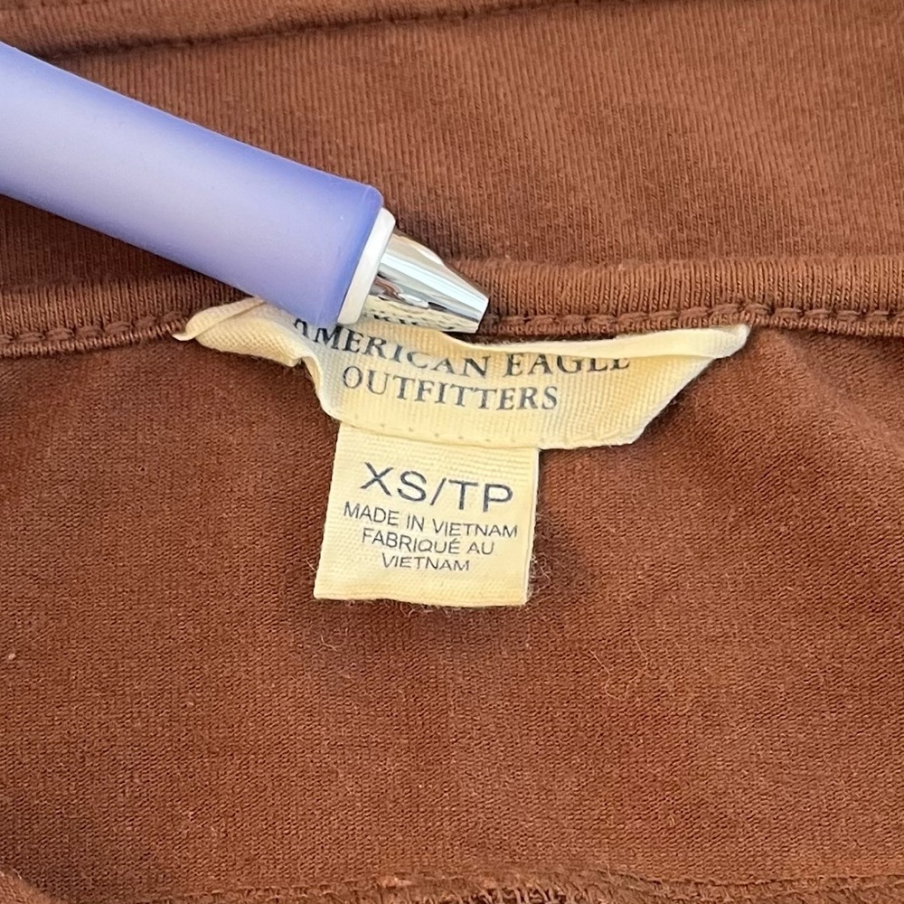 Vintage Y2K AEO halter sun dress brown cross strap tie back embroidered XS - Picture 15 of 16